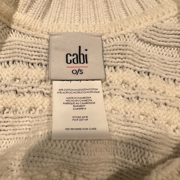 CAbi Poncho Womens OS White Cable Knit Oversized Limited Edition Winter Pullover - Picture 5 of 6